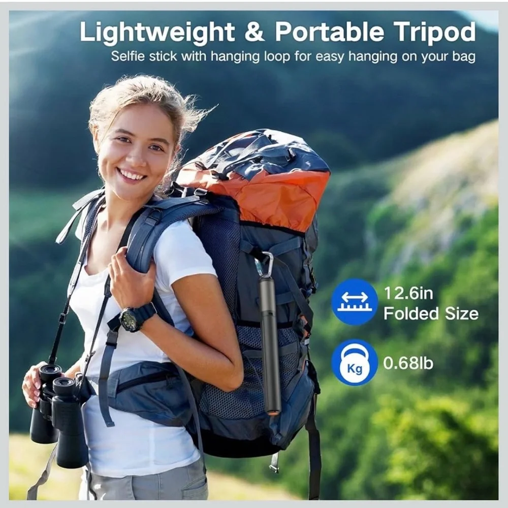 62” Inch Selfie Stick Tripod Auto Open Stand with magnetic remote-Open Box